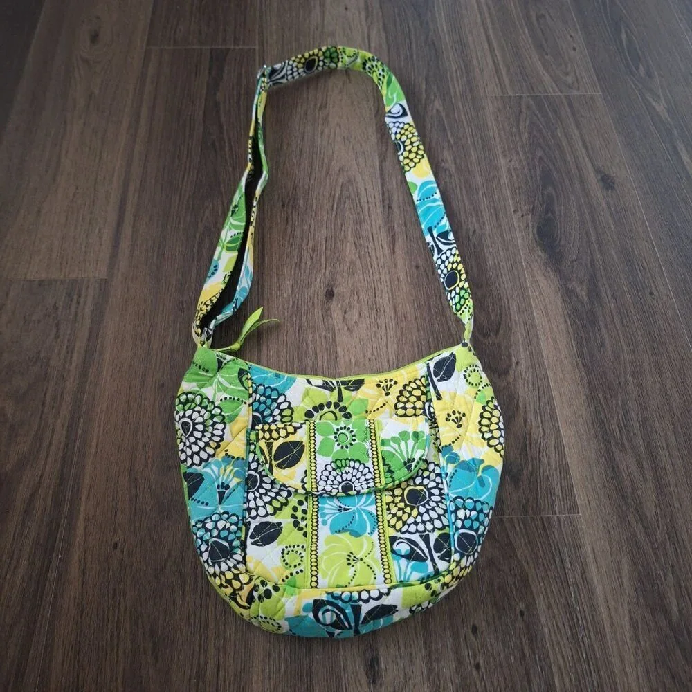 💙 Vera Bradley Limes Up Crossbody Bag Cotton Hippie Cottage Natural Vibrant